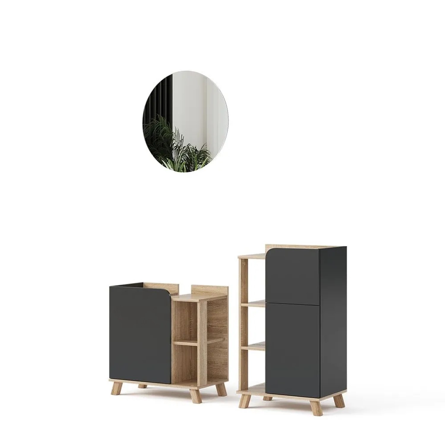 Vicco Badmöbel-Set Karen Sonoma/Anthrazit 60 x 65 3-teilig