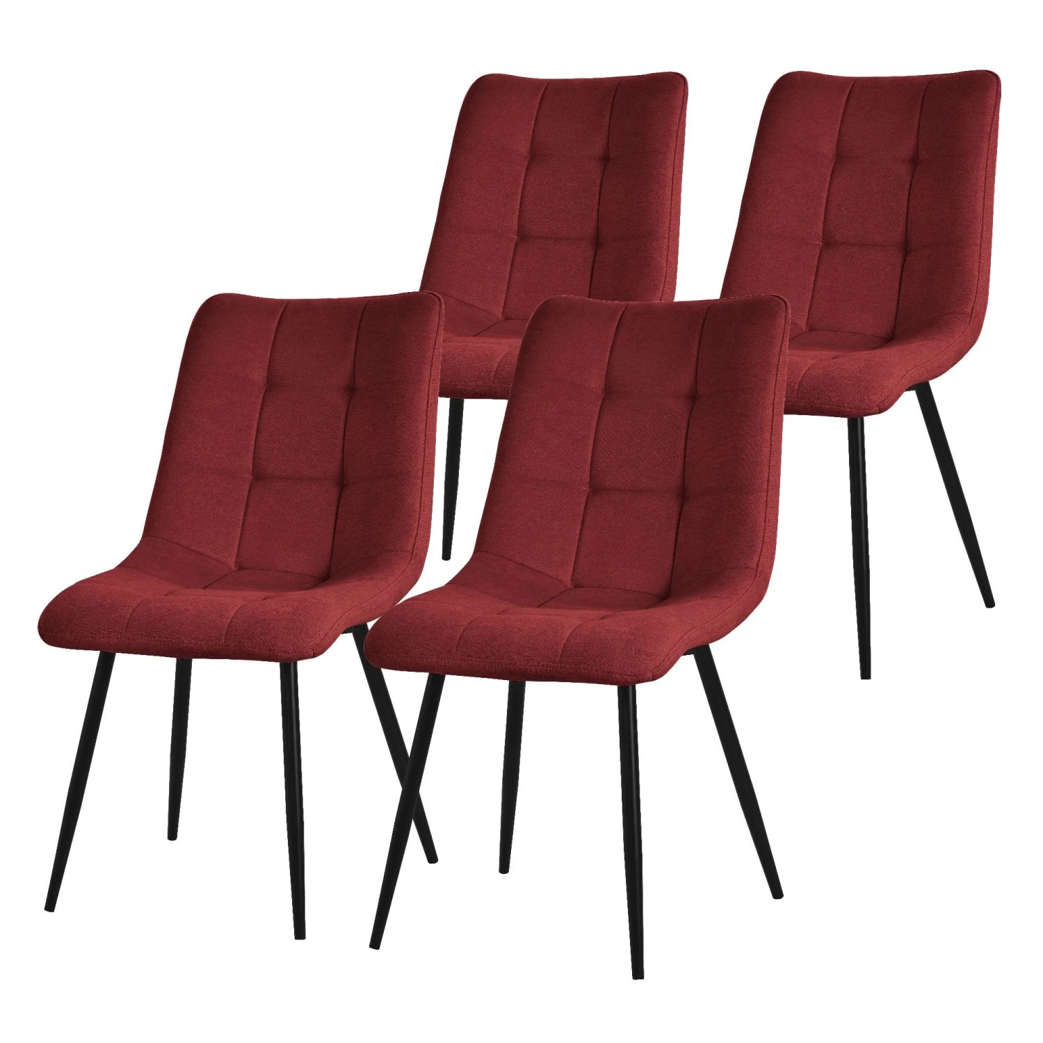 ML-Design Esszimmerstühle 4er Set Rot Stoffbezug Metallbeinen