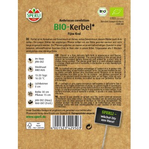 Sperli Bio-Kerbel Figne Krul Samenpackung, aromatisches Gewürzkraut für Beet und Kübel.