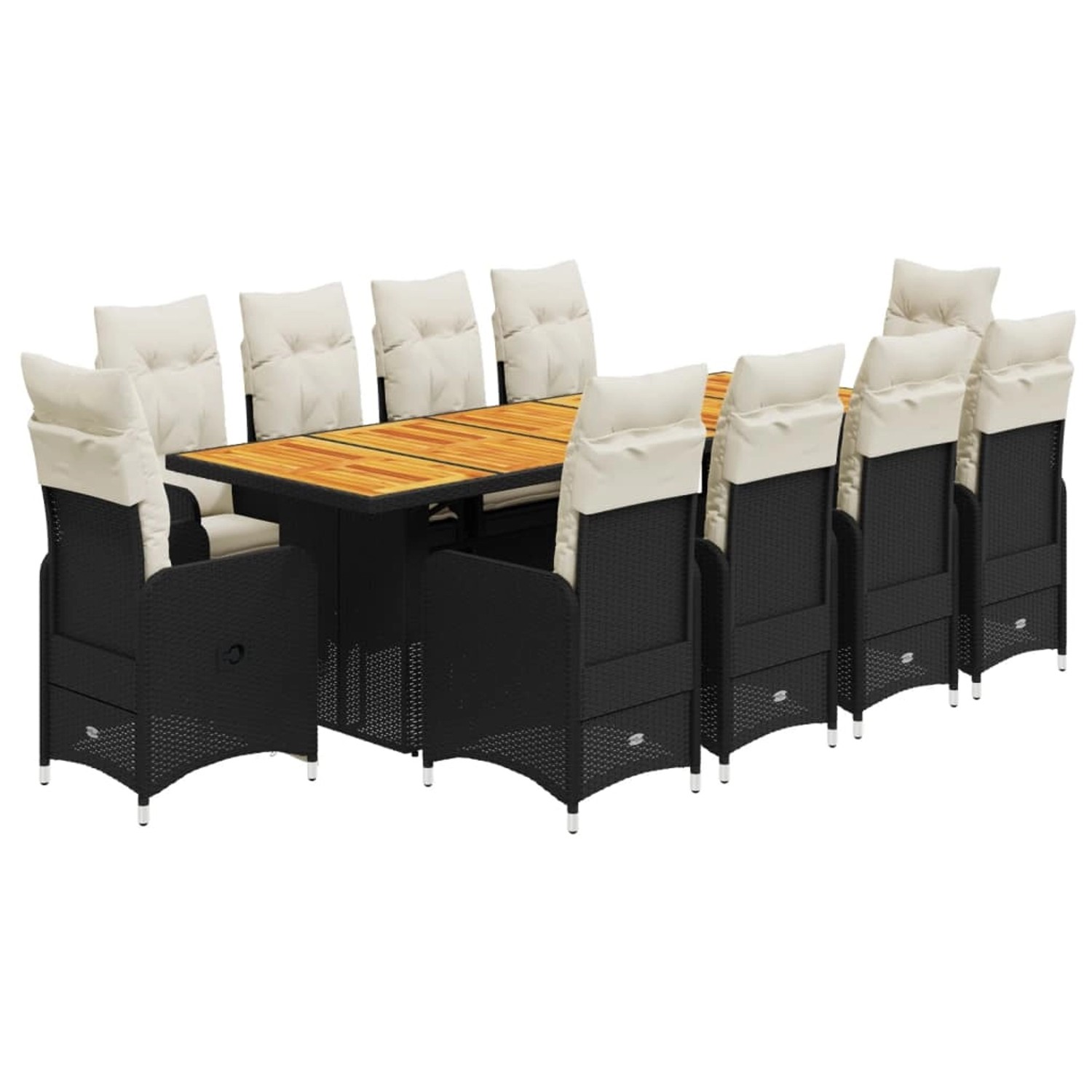 Thumbnail - vidaXL 11-tlg Garten-Bistro-Set mit Kissen Schwarz Poly Rattan Modell 9
