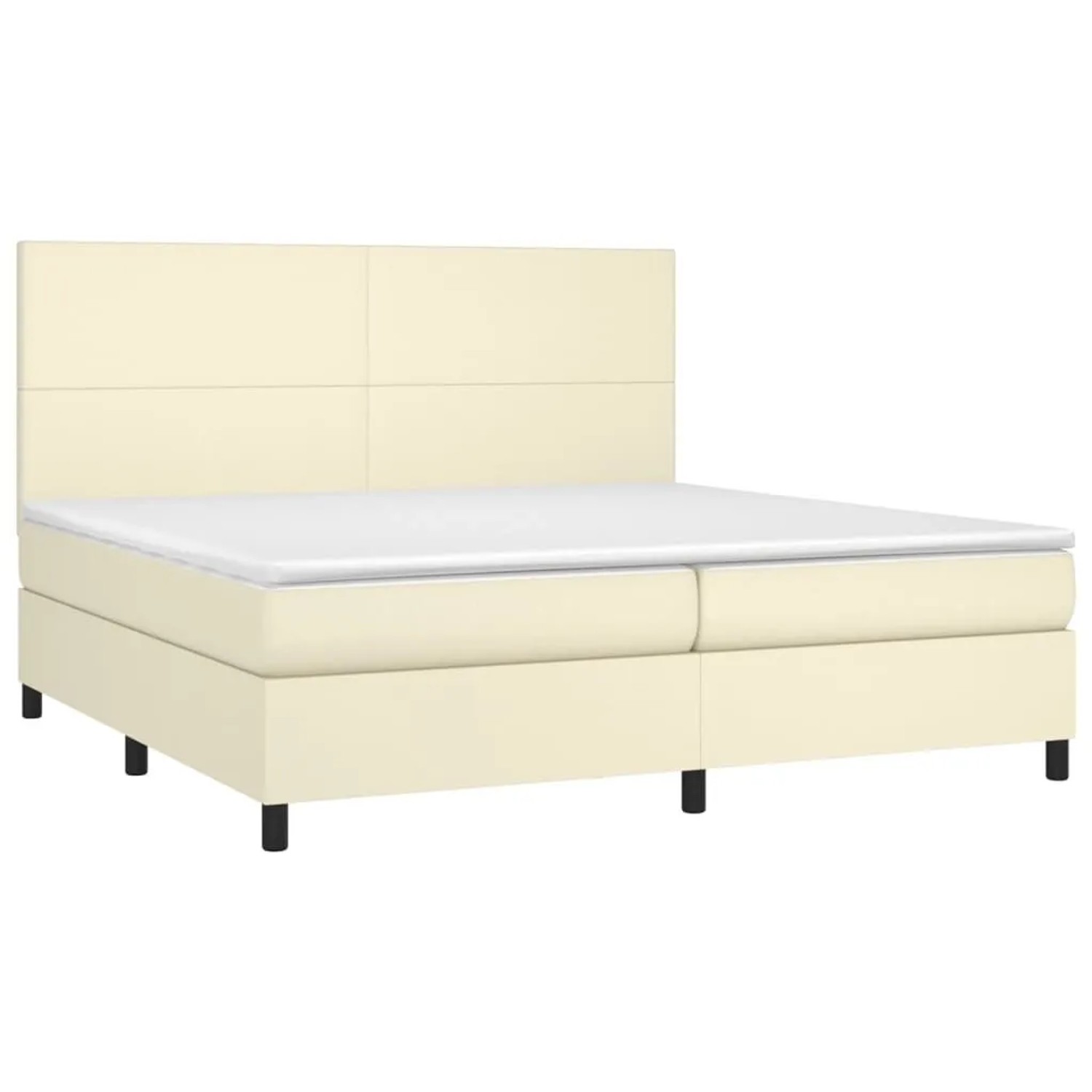 vidaXL Boxspringbett mit Matratze Creme 200x200 cm Kunstleder 3142745