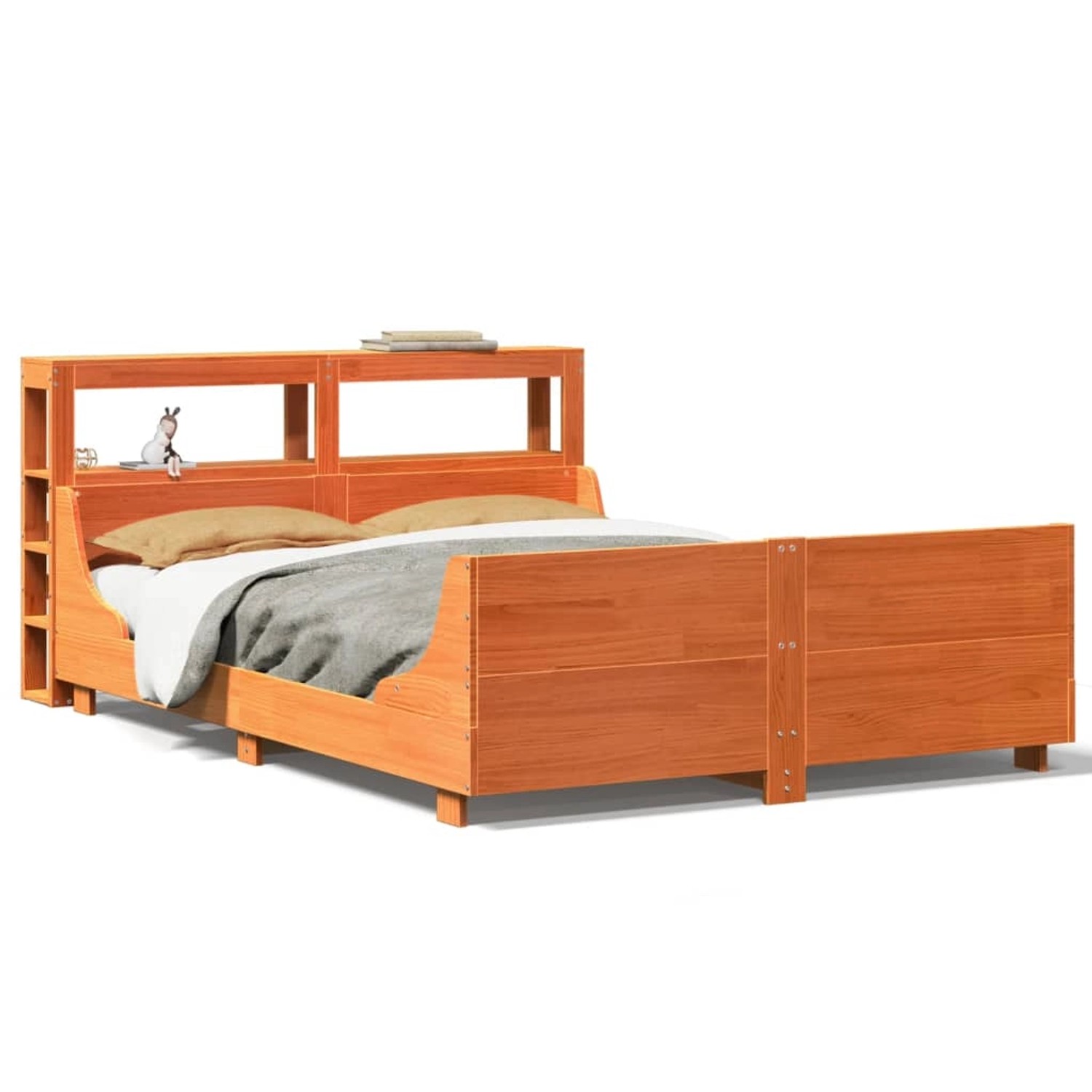 vidaXL Massivholzbett ohne Matratze Wachsbraun 120x200 cm Kiefernholz 3306464