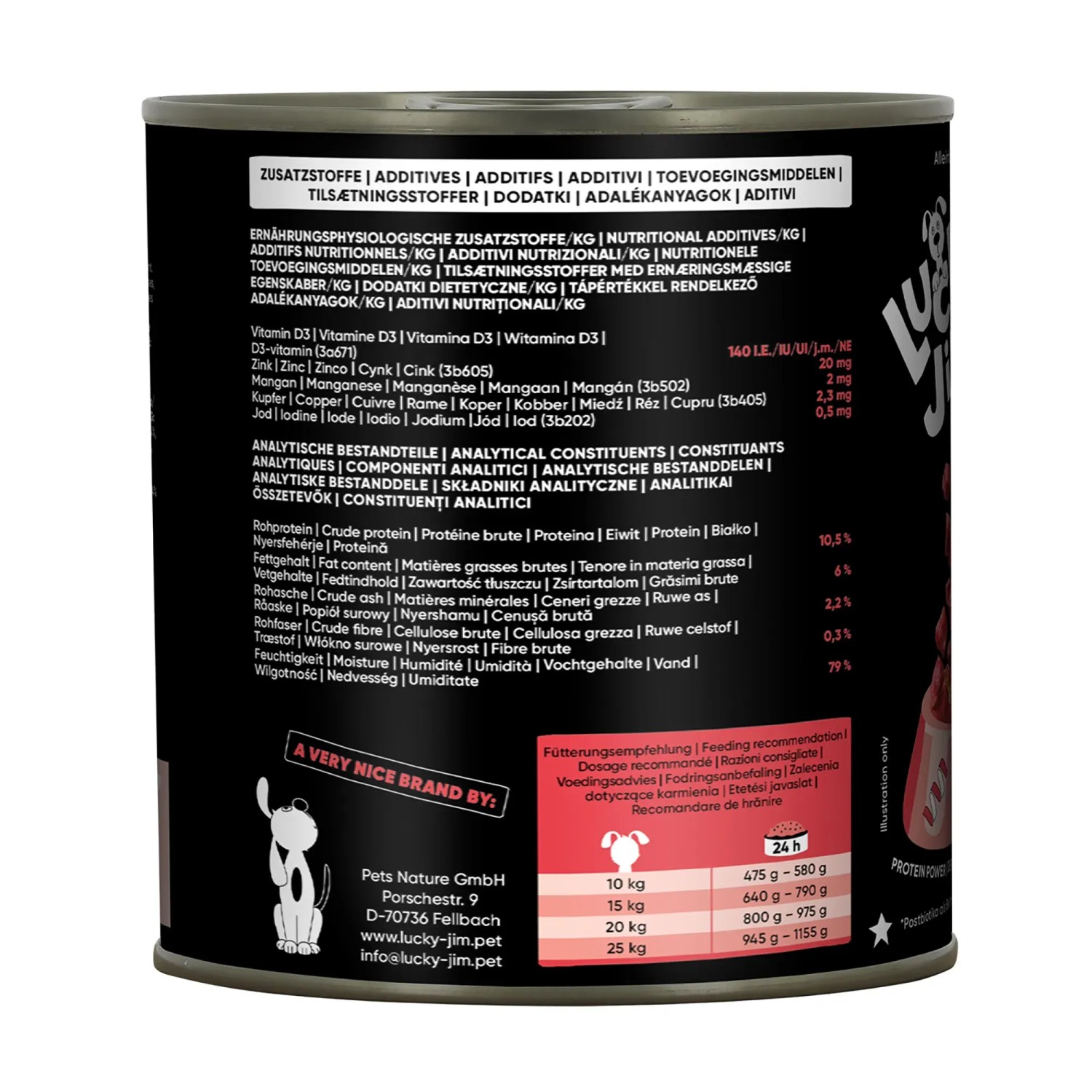 Lucky Jim Hunde-Nassfutter Mono Rind, 800g Dose. Alleinfutter für Hunde mit Rind.