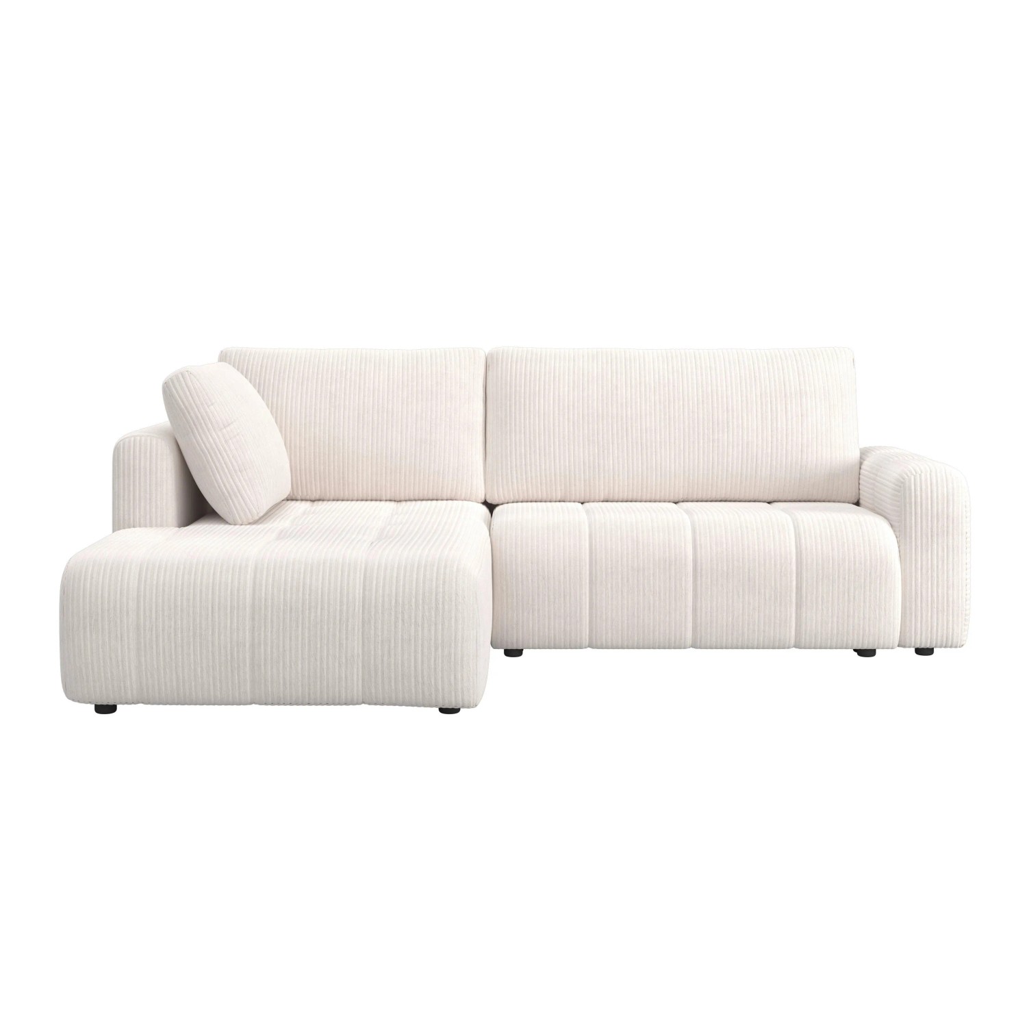 Bessagi Home Wohnlandschaft Gia Weiß Cord mit Schlaffunktion