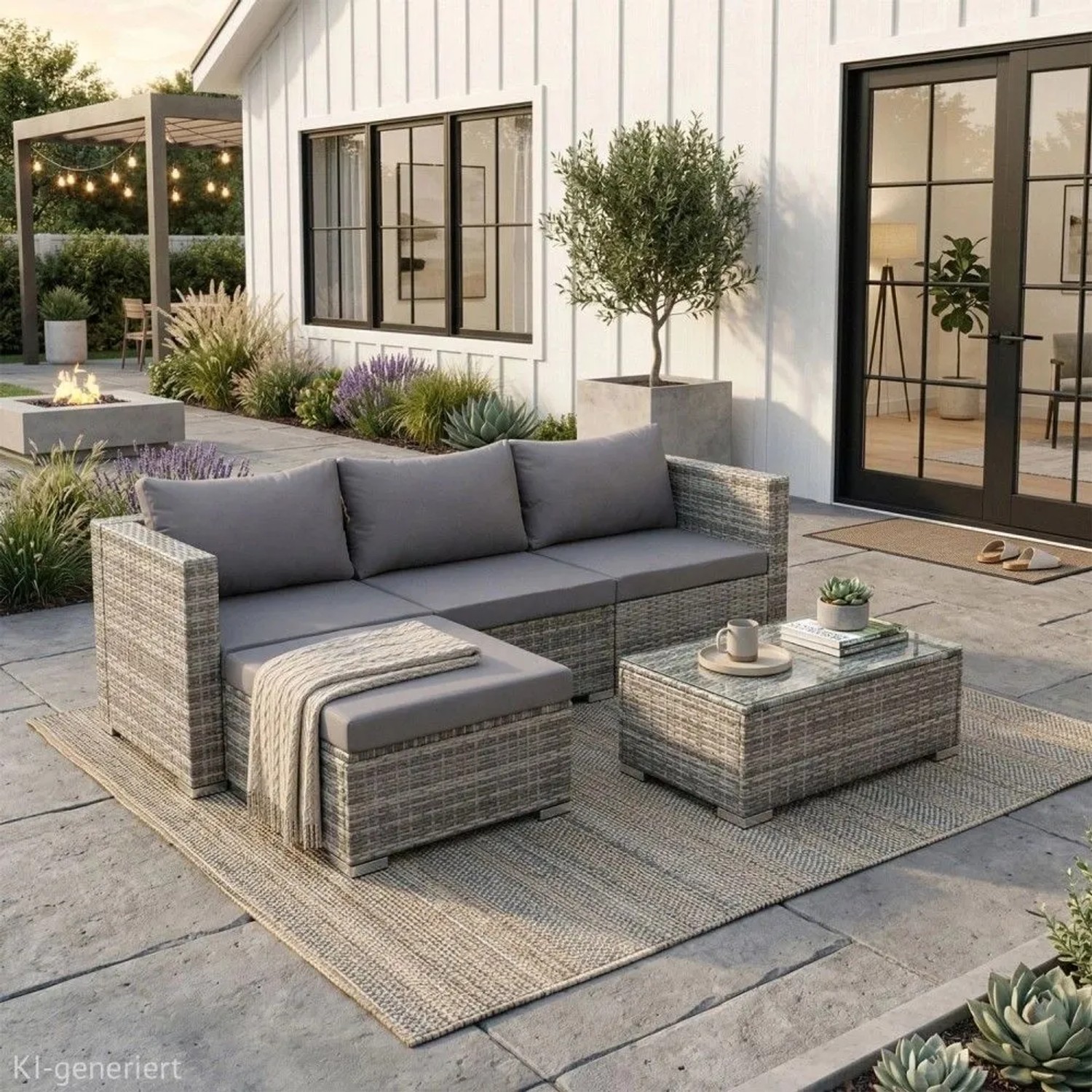 SVITA QUEENS Gartenlounge 5-tlg. Gartenmöbel Set Sitzgruppe Polyrattan Grau kaufen bei OBI