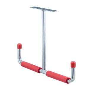 Relaxdays Deckenhaken 2er Set Stahl Silber mit Abrutschschutz 30 cm x 42 cm x 2,5 cm 0,5 kg