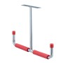 Silberner T-Profil Deckenhaken aus Stahl mit roter Schaumpolsterung und Abrutschschutz. Ideal für Garage, Keller, Werkstatt.