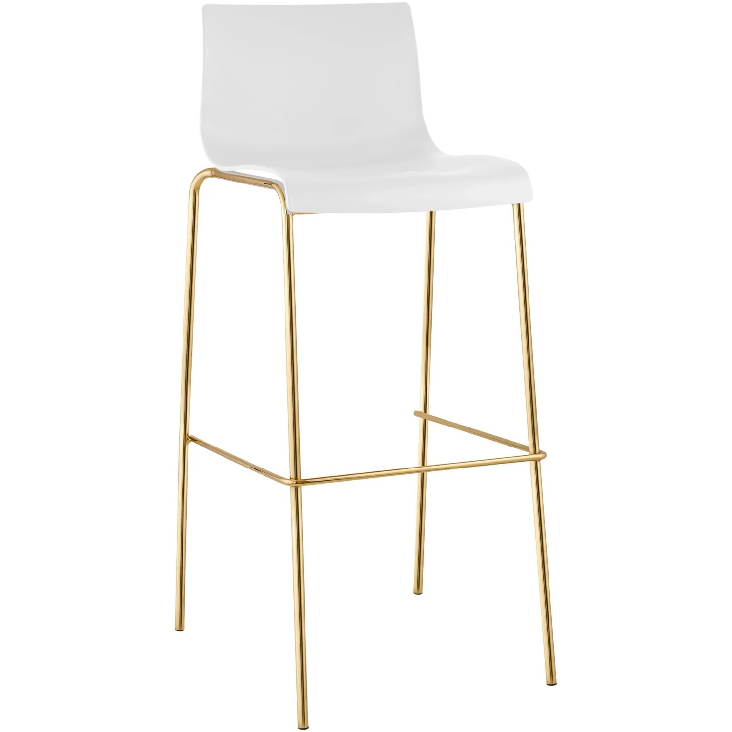 CLP Barhocker Hover Kunststoff Vierfußgestell Gold Weiß