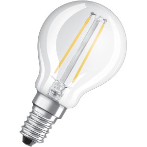 Osram E14 LED Leuchtmittel in Tropfenform, 1,5W, warmweißes Licht.