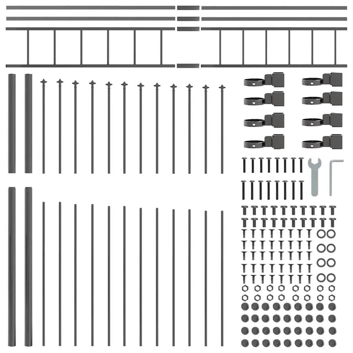 vidaXL Gartenzaun Grau 170 x 200 cm Pulverbeschichteter Stahl 42003907 günstig online kaufen