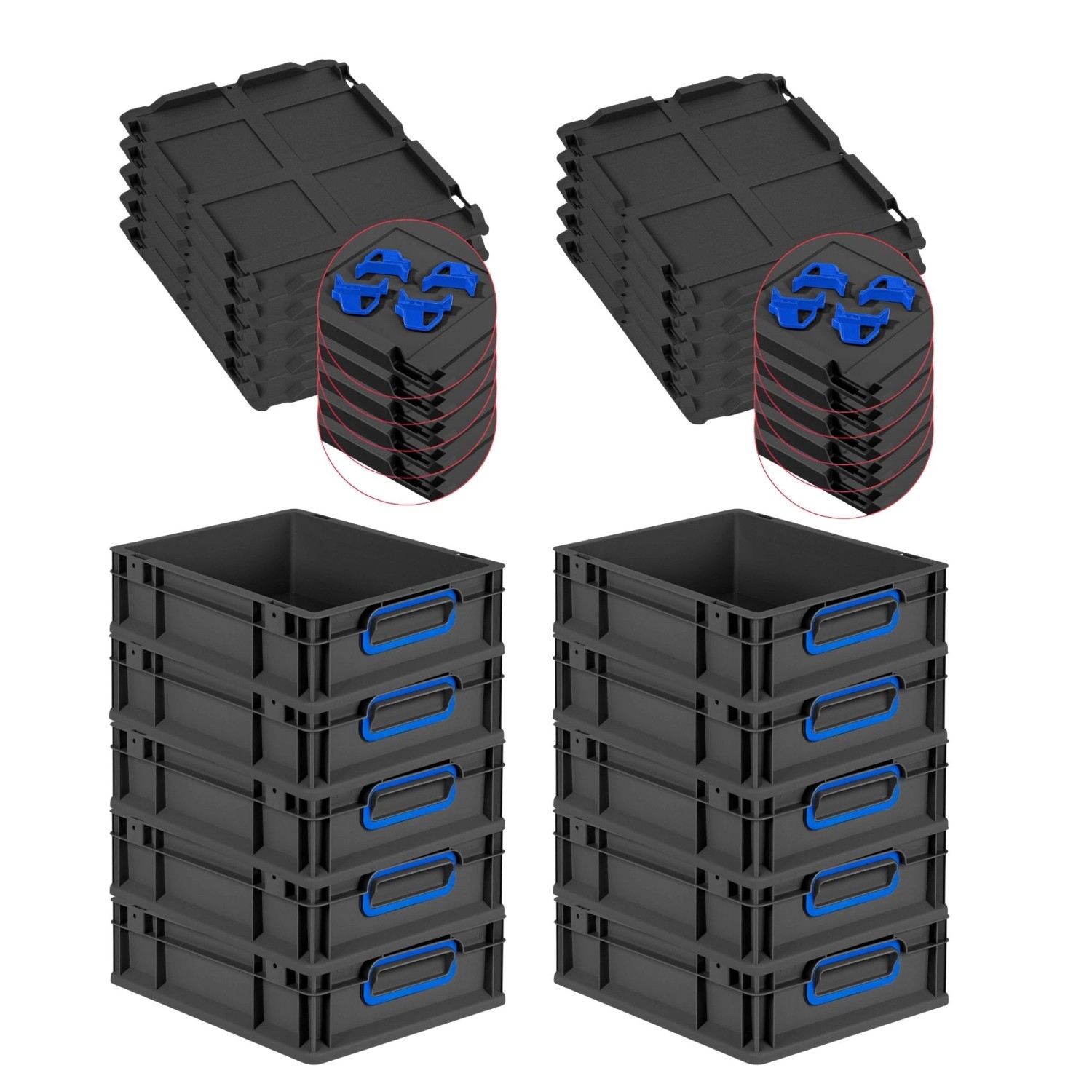 PROREGAL SparSet 10x Eurobox Nextgen Color Mit Auflagedeckel HxBxT 12x30x40 günstig online kaufen