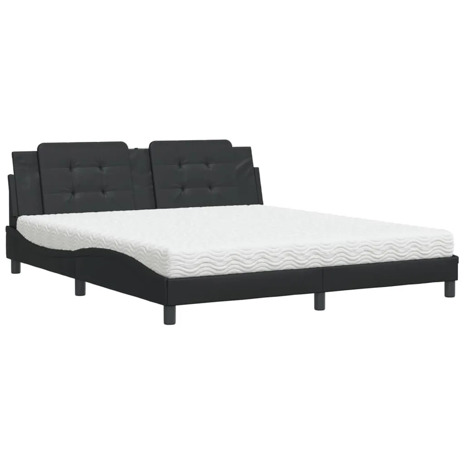 vidaXL Bett mit Matratze Schwarz 180x200 cm Kunstleder 3208880