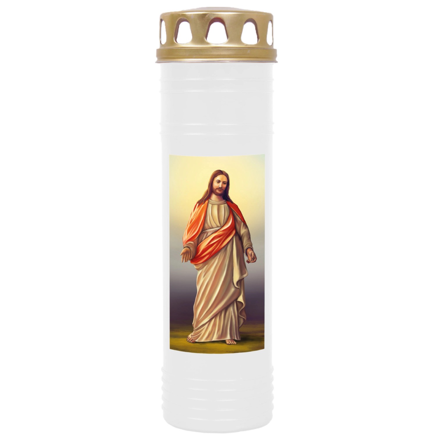 HS Candle Grabkerze Weiß 170h Deckel Gold Jesus 1 günstig online kaufen