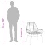 Abbildung eines Gartenstuhls aus Polyrattan mit Maßangaben, Teil eines 9-teiligen Esszimmersets von vidaXL.