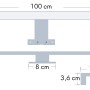 Technische Zeichnung der 100cm LED Badleuchte in Chrom mit Maßangaben für die Montage.