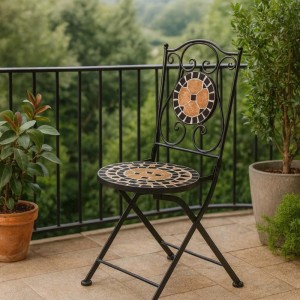 Kobolo Gartenstuhl Klappstuhl Metallstuhl Stuhl Mosaik Metall H90 cm