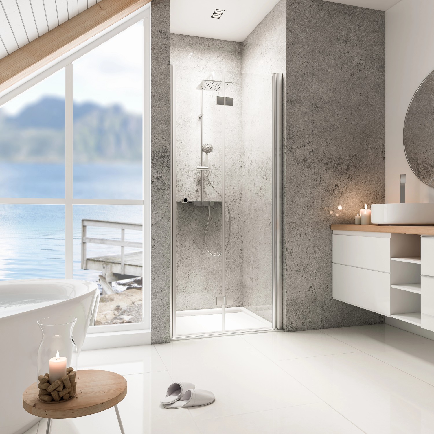 Schulte Garant Drehfalttür in Nische 80 x 200 cm Anschlag rechts