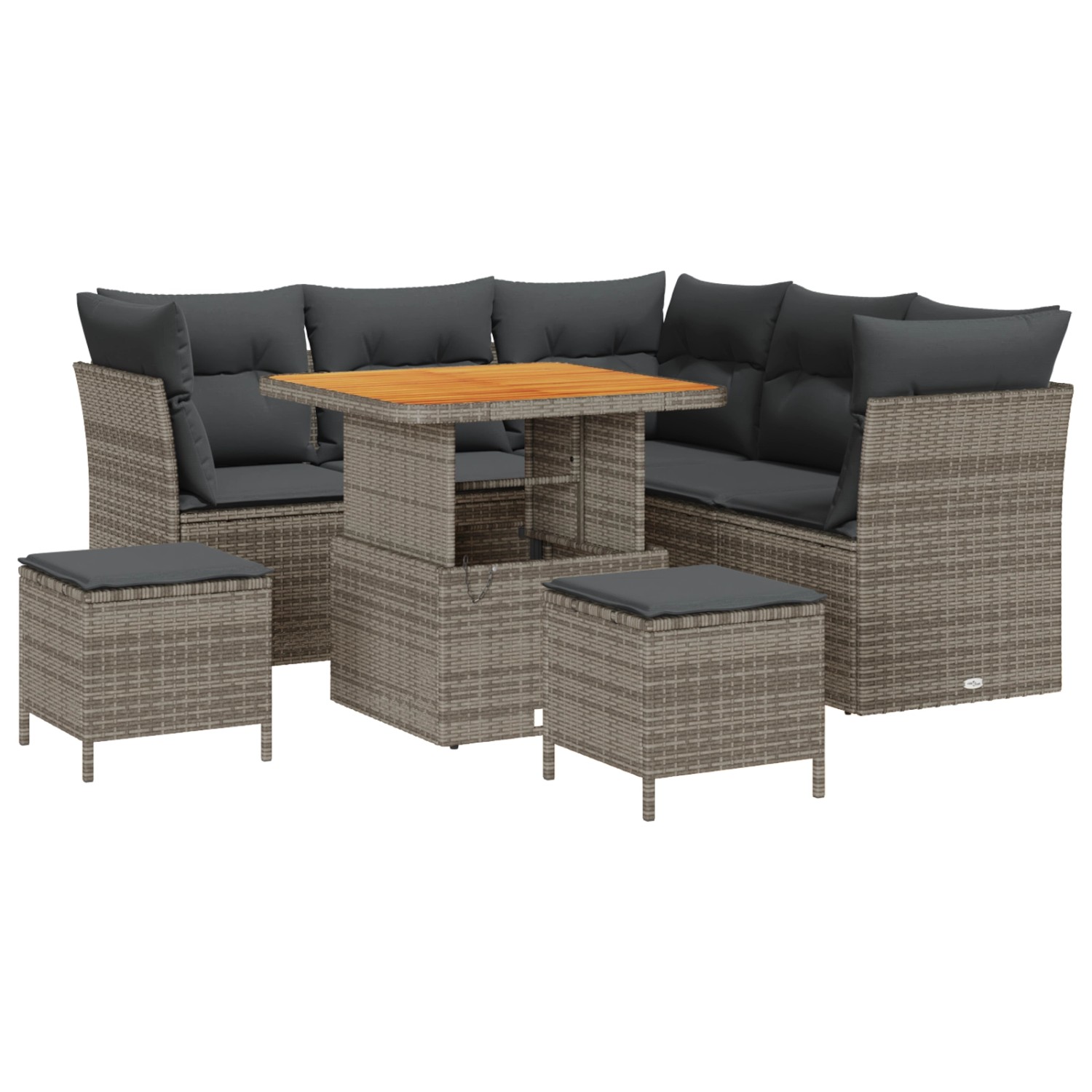 vidaXL 8-Teiliges Garten-Sofaset mit Kissen in Grau aus Poly Rattan 3361483 günstig online kaufen