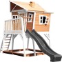 Axi Max Spielhaus mit Rutsche, Sandkasten und Leiter in Braun, Weiß und Grau. Ideal für Kinder zum Spielen im Garten.