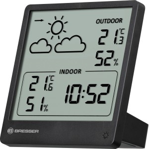 BRESSER Funkwetterstation Slim mit Trendanzeige für Innen- und Außentemperatur.
