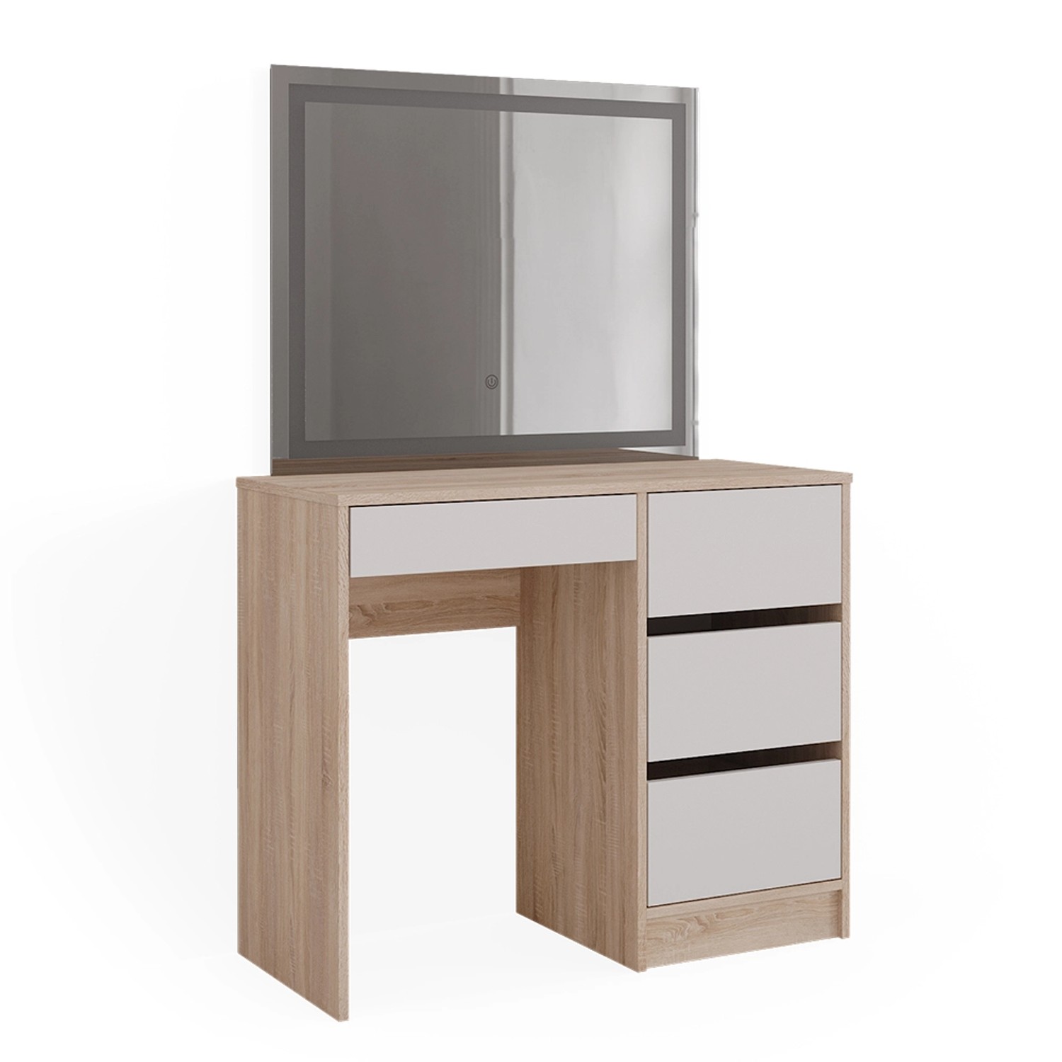 Vicco Schminktisch Sherry Sonoma/Weiß 90 cm mit LED-Spiegel günstig online kaufen