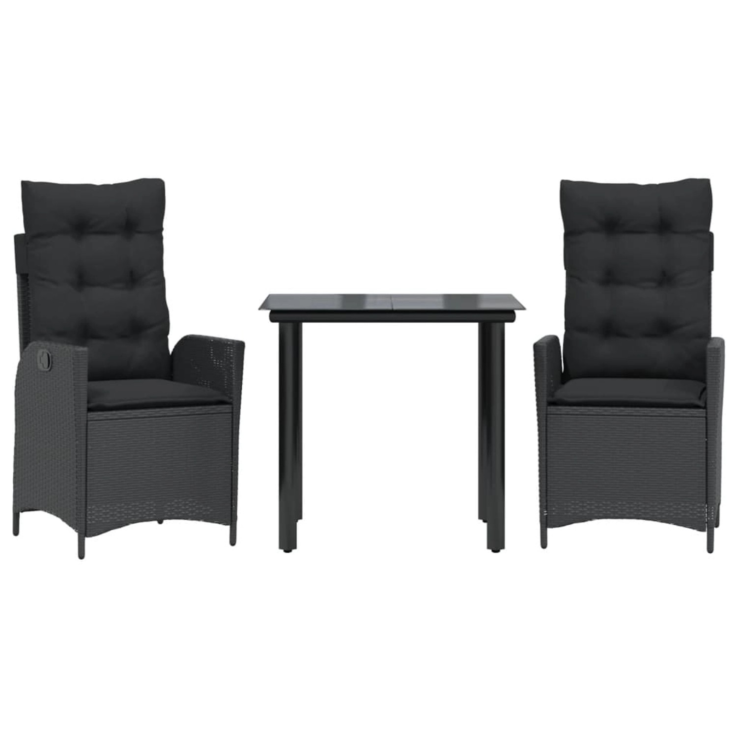 vidaXL 3-Tlg Garten-Essgruppe mit Kissen Schwarz Poly Rattan 3213184 günstig online kaufen