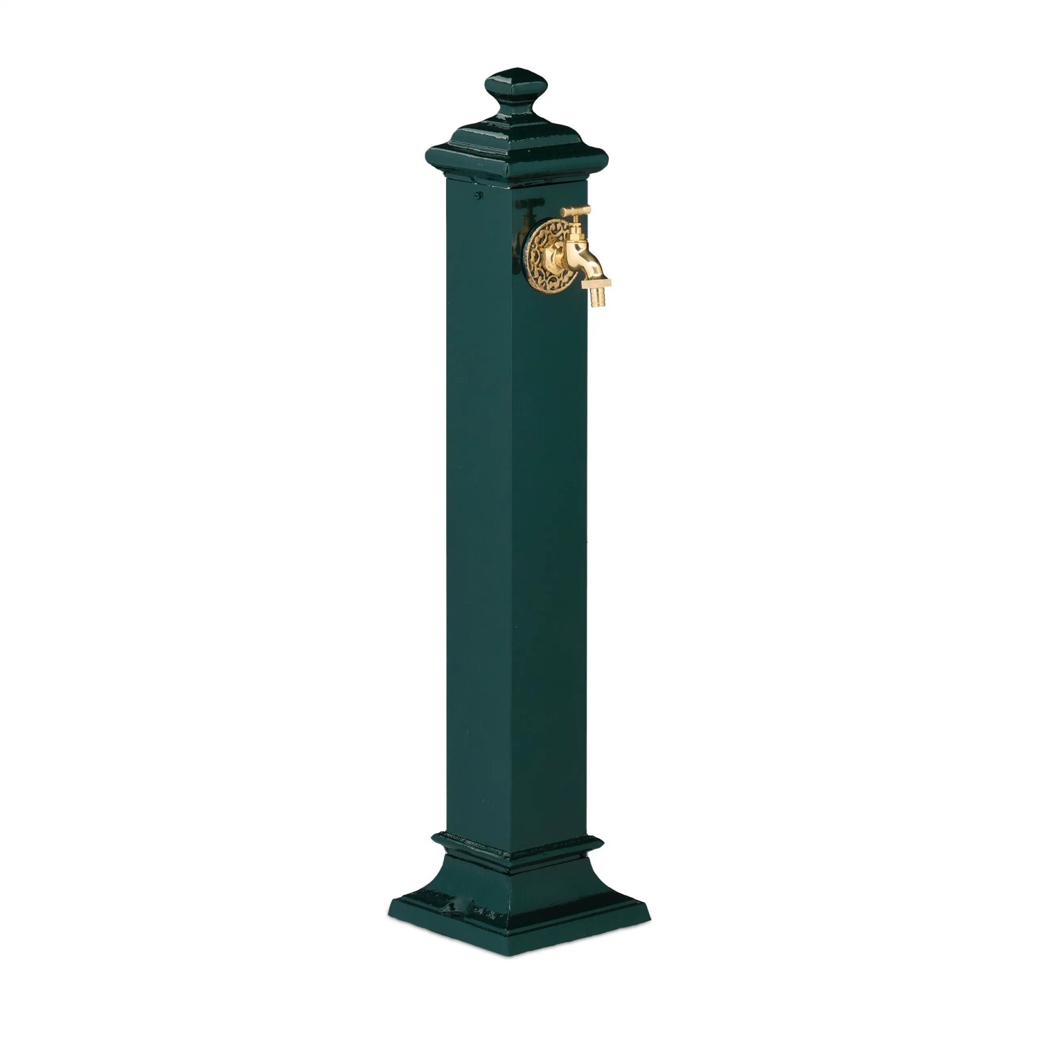Relaxdays Standbrunnen Gusseisen Stahl Dunkelgrün Gold Antik mit Wasserhahn 86 cm x 19 cm x 23 cm 3,3 kg