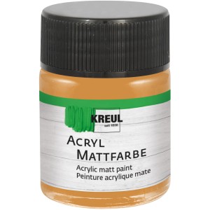 Kreul Acrylfarbe Matt Ocker, 50ml, für Bastelarbeiten. Matte Farbe im Glas mit schwarzem Deckel.