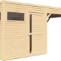 Bertilo Holz-Gartenhaus Cubus 2 Lounge Natur mit Fenster und Überdachung.