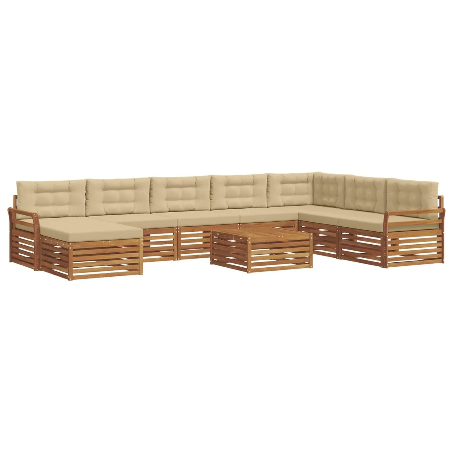 vidaXL Sofagarnituren 9 Tlg Natur und Beige Massivholz Akazie 3373983