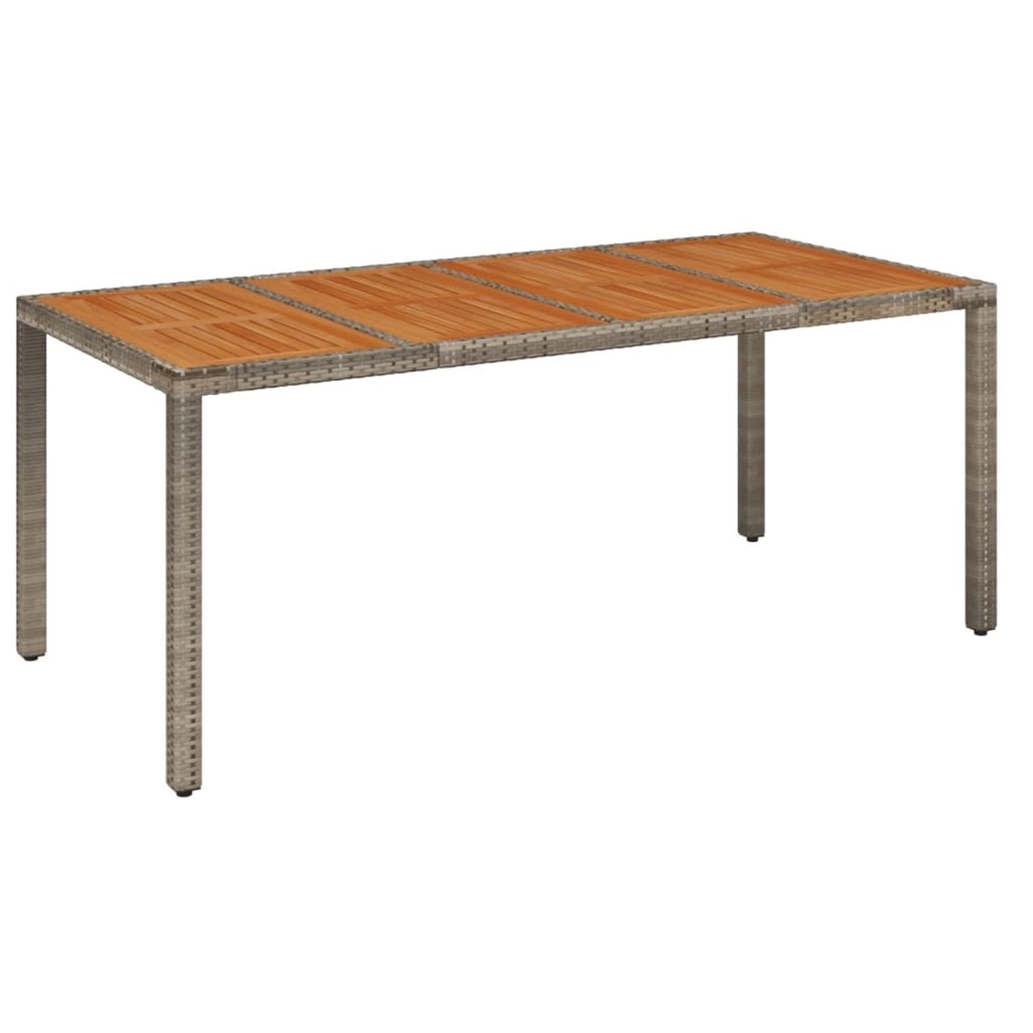 vidaXL Gartentisch mit Holzplatte Grau 190x90x75 cm Poly Rattan 319906