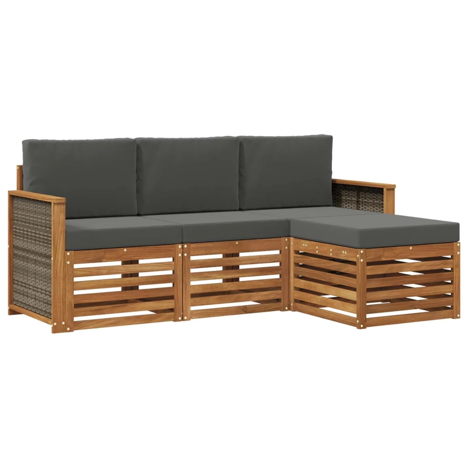 vidaXL Outdoor-Sofagarnitur mit Kissen 4 Stk Natur und Anthrazit 3384198