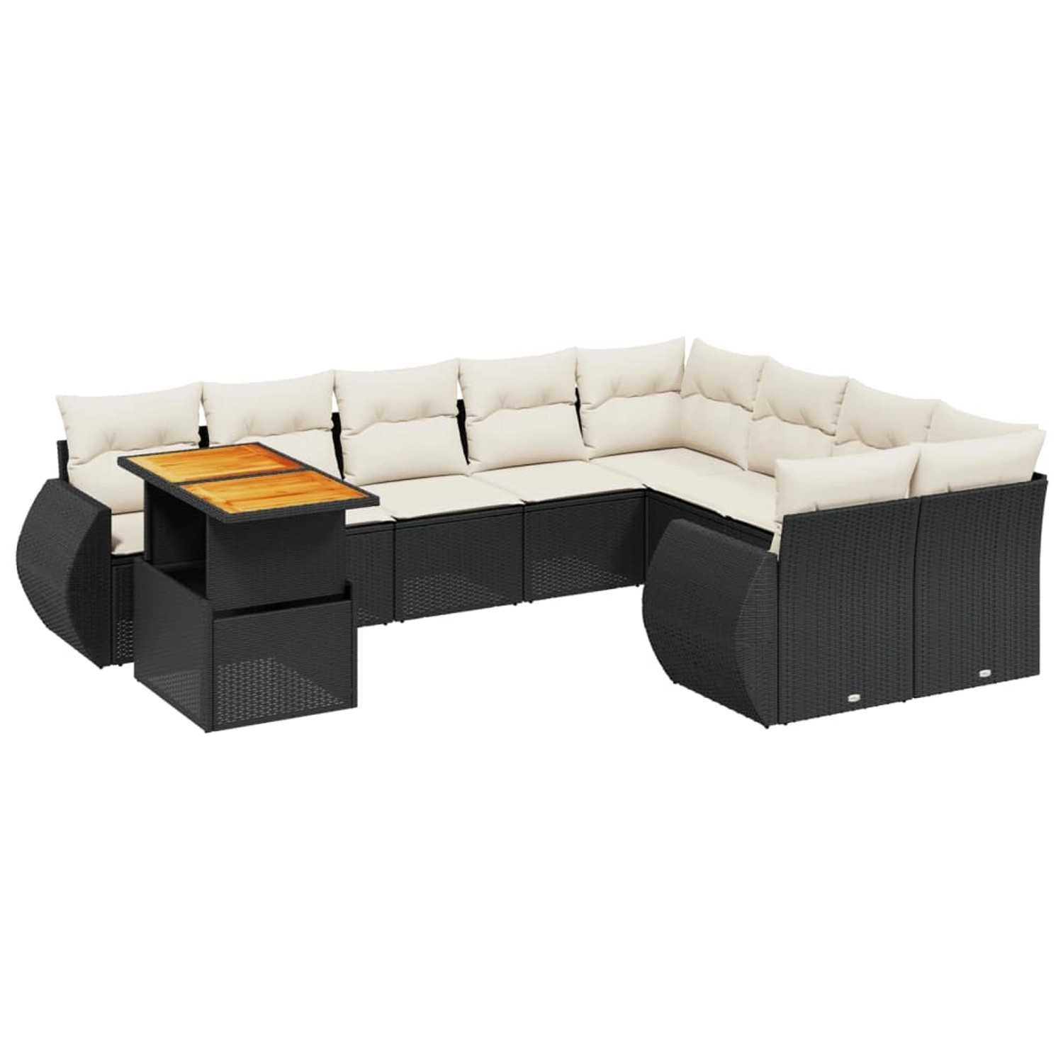 vidaXL 10-Tlg Garten-Sofagarnitur mit Kissen Schwarz Poly Rattan 3272358 günstig online kaufen