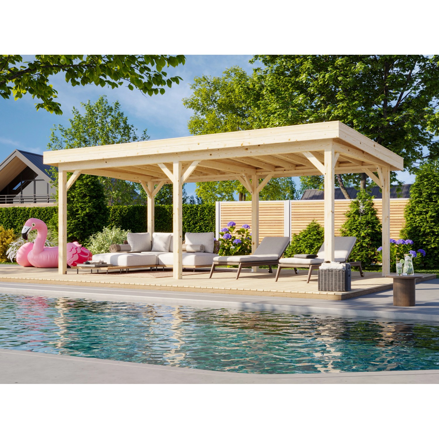 Palmako Pavillon Lenna 588 x 300 cm Lackiert Weiß FSC® günstig online kaufen