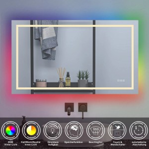 Aica Badspiegel 120x70 mit RGB-Beleuchtung, dimmbar & beschlagfrei.