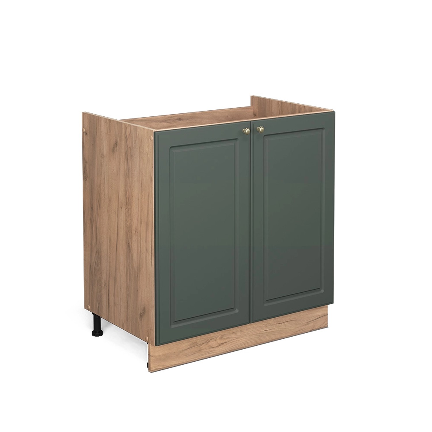 Vicco Spülenunterschrank Fame-Line Grün-Gold Landhaus/Goldkraft Eiche 80 cm ohne Arbeitsplatte