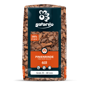 Galamio Pinien Rindenmulch, grob 25-40 mm, 60l Sack. Rotbraune Pinienrinde für Garten und Beet.