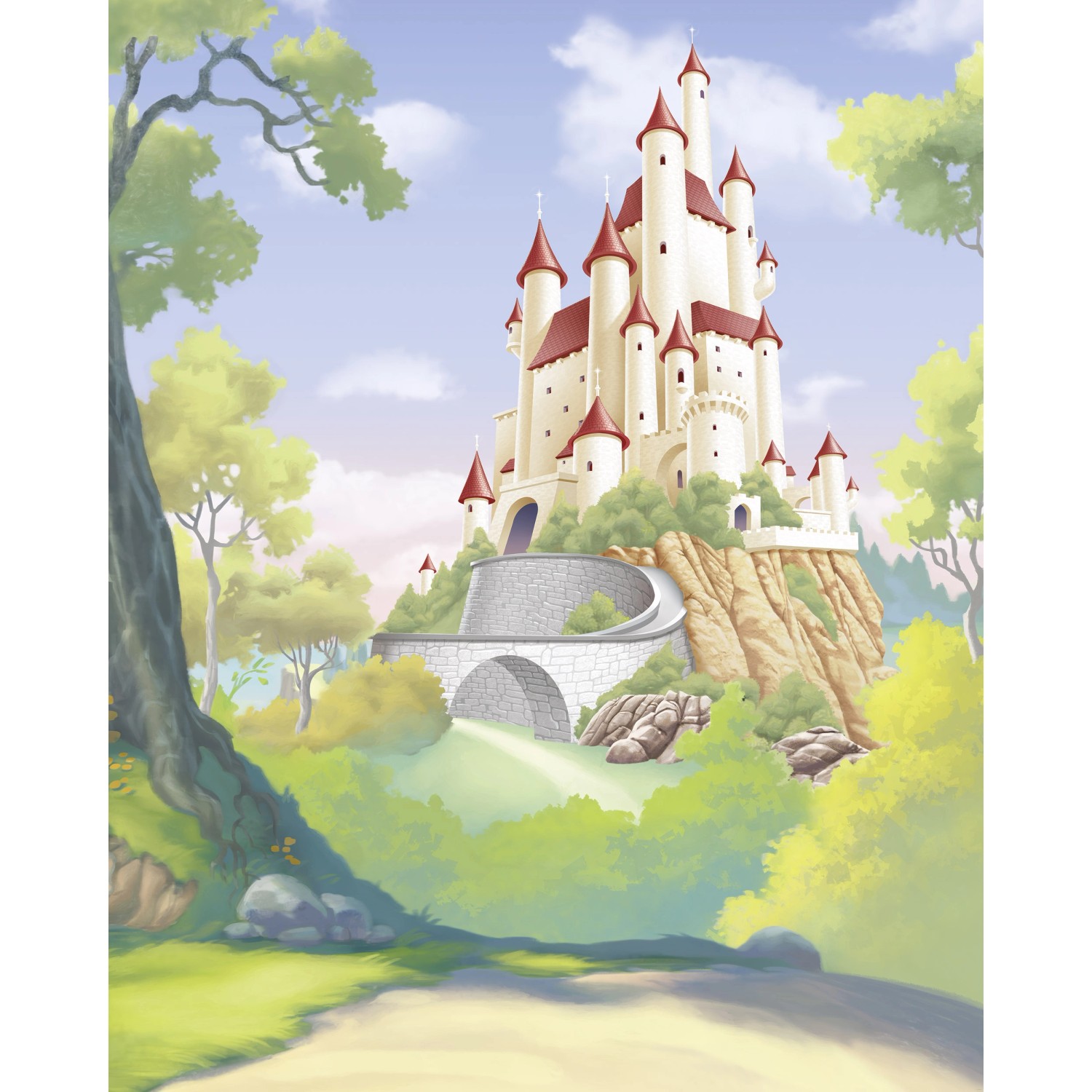 Komar Vlies Fototapete Disney Princess Snow White Castle Bunt günstig online kaufen