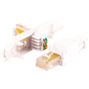 Schwaiger Netzwerkstecker Easy Install, Cat 5e, 2-teilig, weiß, für einfache Kabelmontage.