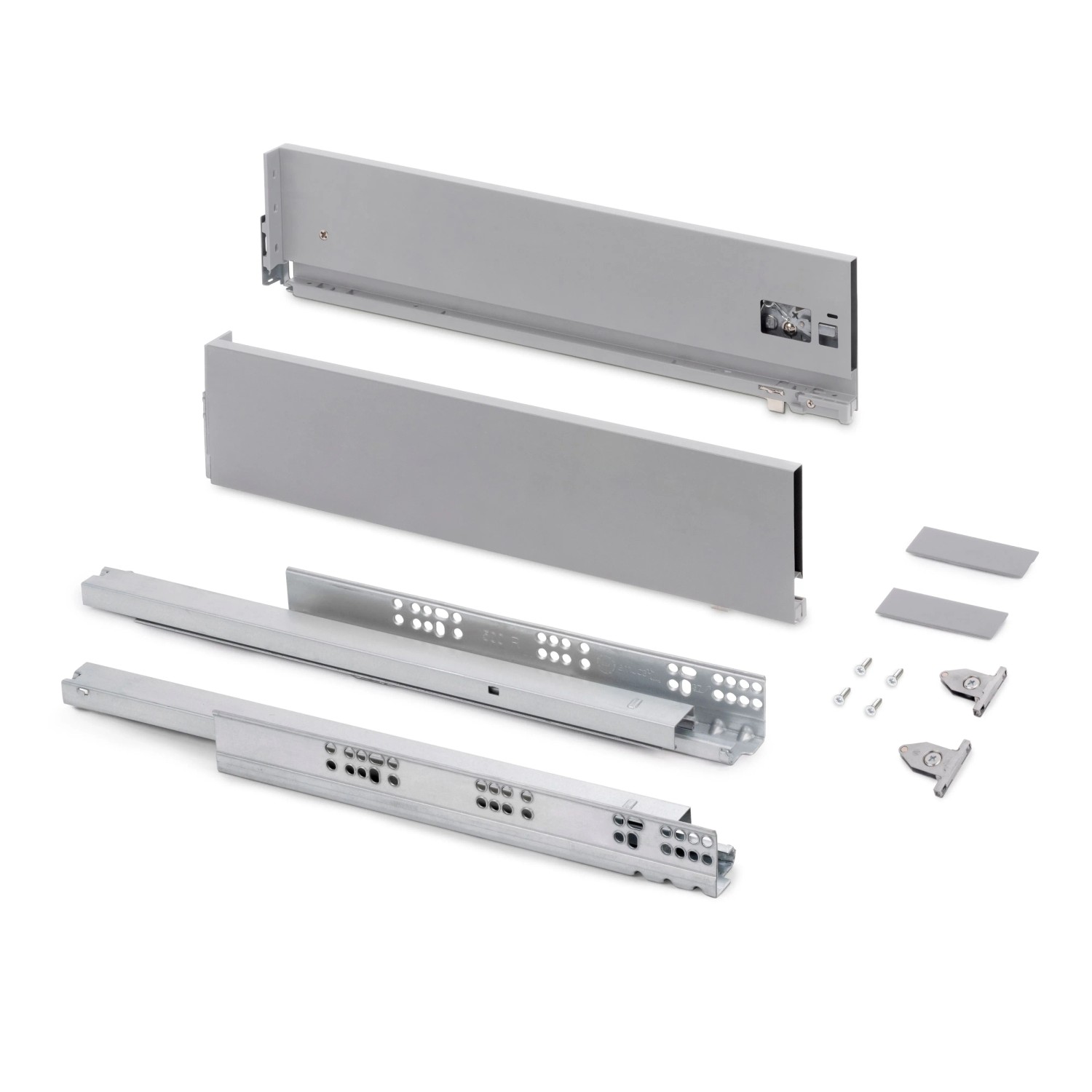 Emuca Aussenschublade Vertex mit 3D-Regelung Höhe 131 mm 40 kg Tiefe 450 mm Stahl Grau Metallic