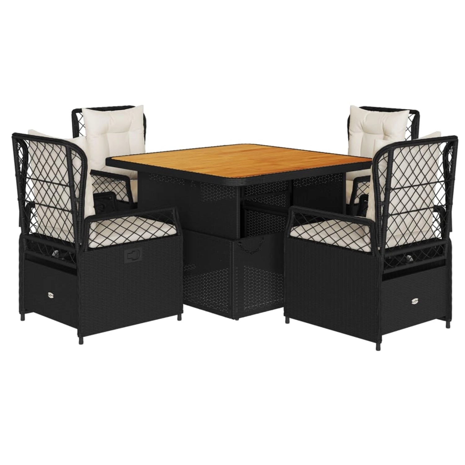 vidaXL 5-Tlg Garten-Essgruppe mit Kissen Schwarz Poly Rattan 3262912 günstig online kaufen