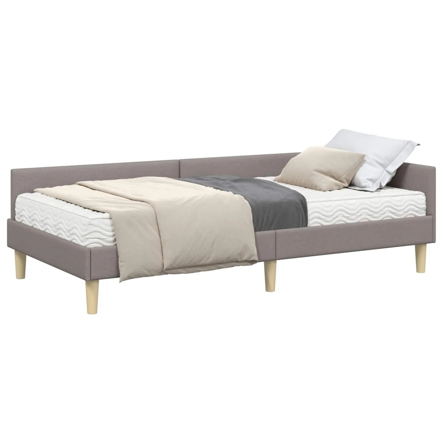 vidaXL Eckbettgestell mit Matratze 2-Tlg Taupe Stoff 3393658 günstig online kaufen