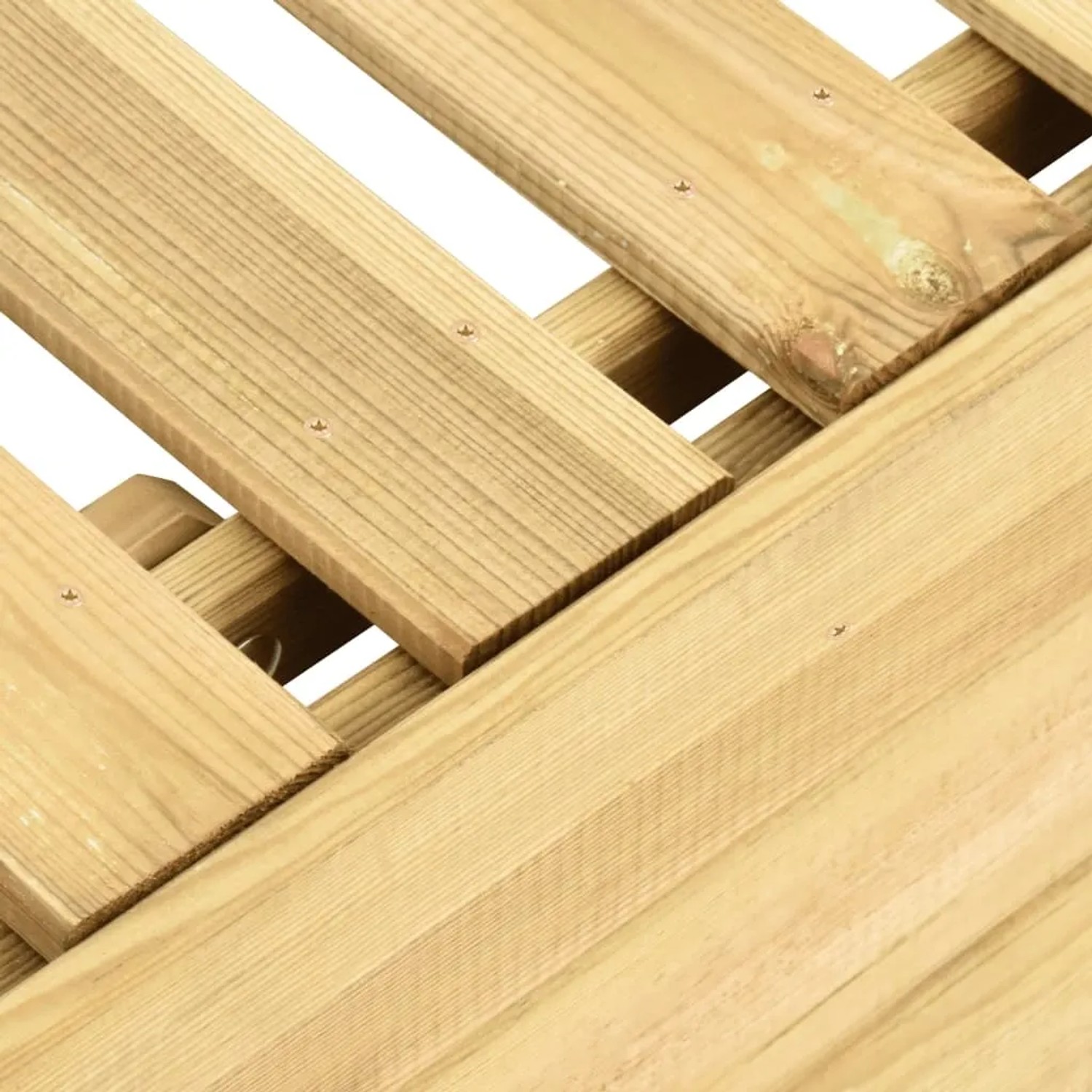 Detailansicht der grünen vidaXL Sonnenliege aus imprägniertem Kiefernholz.