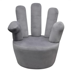 Grauer vidaXL Sessel in Handform aus Samt. Origineller Loungesessel für Wohnzimmer oder Jugendzimmer.