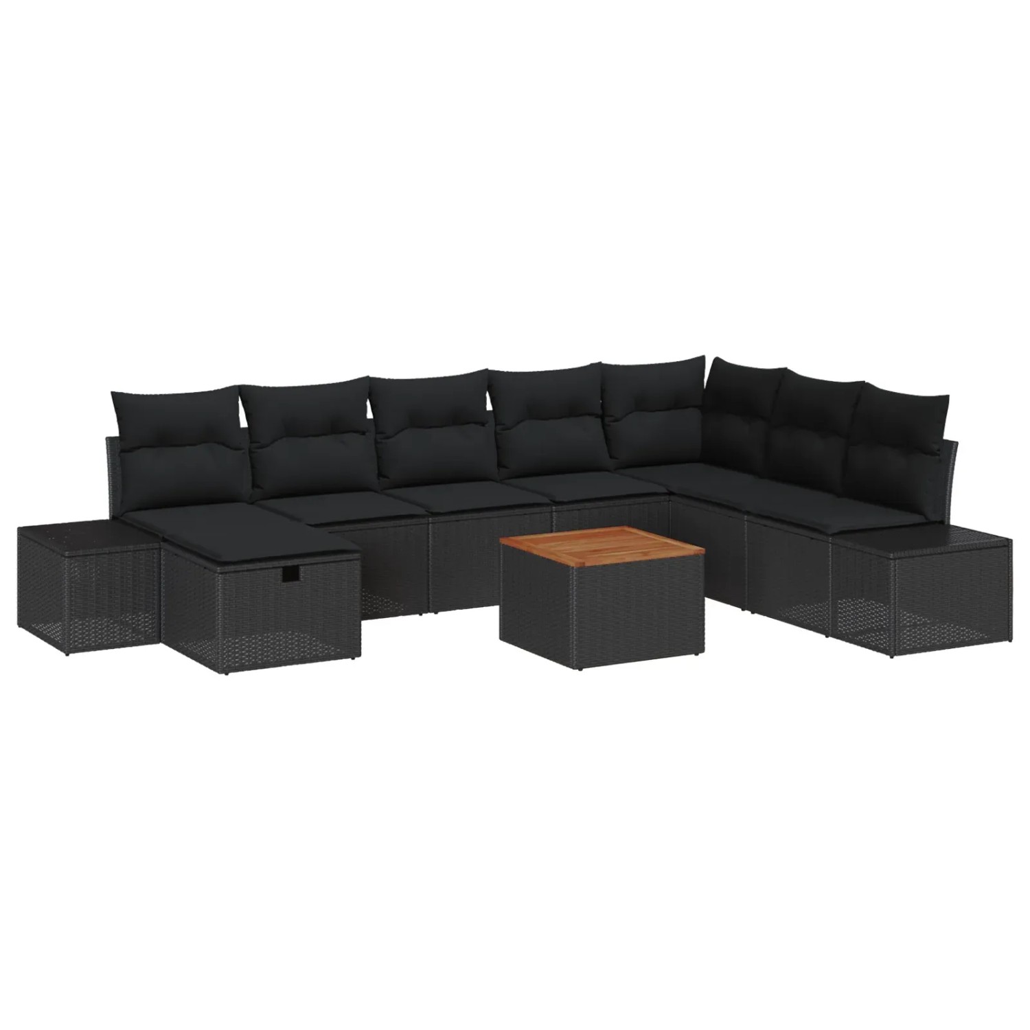 vidaXL Garten-Sofa-Set mit Kissen 9-Tlg Schwarz Poly Rattan 3360943 günstig online kaufen