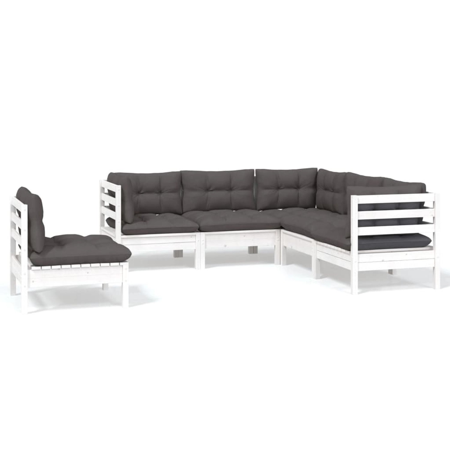 vidaXL 5-tlg Garten-Lounge-Set mit Kissen Weiß Kiefernholz Modell 9 günstig online kaufen