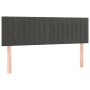 Dunkelgraues vidaXL Boxspringbett Kopfteil aus Samt mit Holzfüßen.