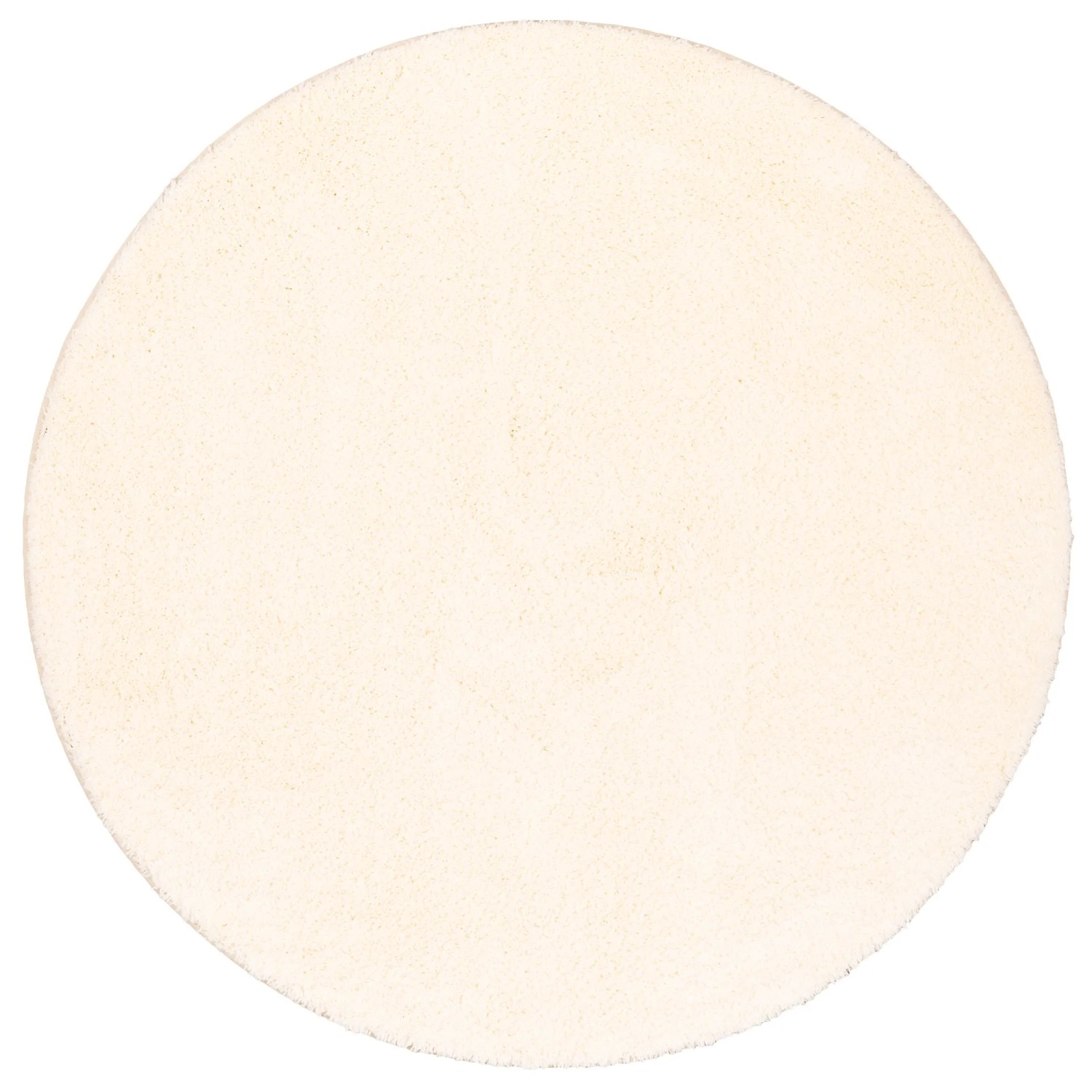Runder, creme-farbener Snapstyle Hochflor Shaggy Teppich Palace, 160x160cm.