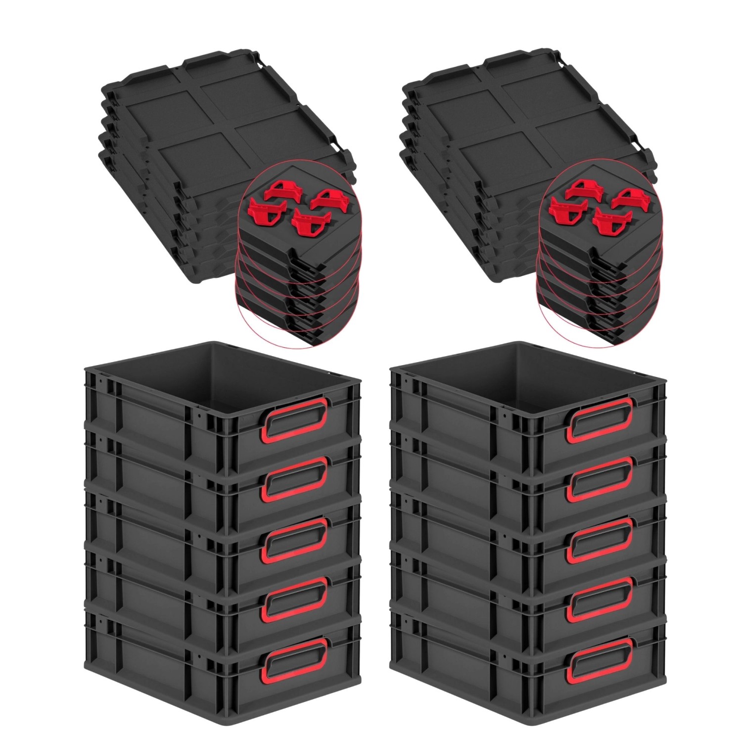 PROREGAL SparSet 10x Eurobox Nextgen Color Mit Auflagedeckel HxBxT 12x30x40 günstig online kaufen