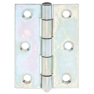 Halbbreites Stahlscharnier, 6,3x4,5 cm, mit Schraublöchern für Beschläge und Möbelbau.